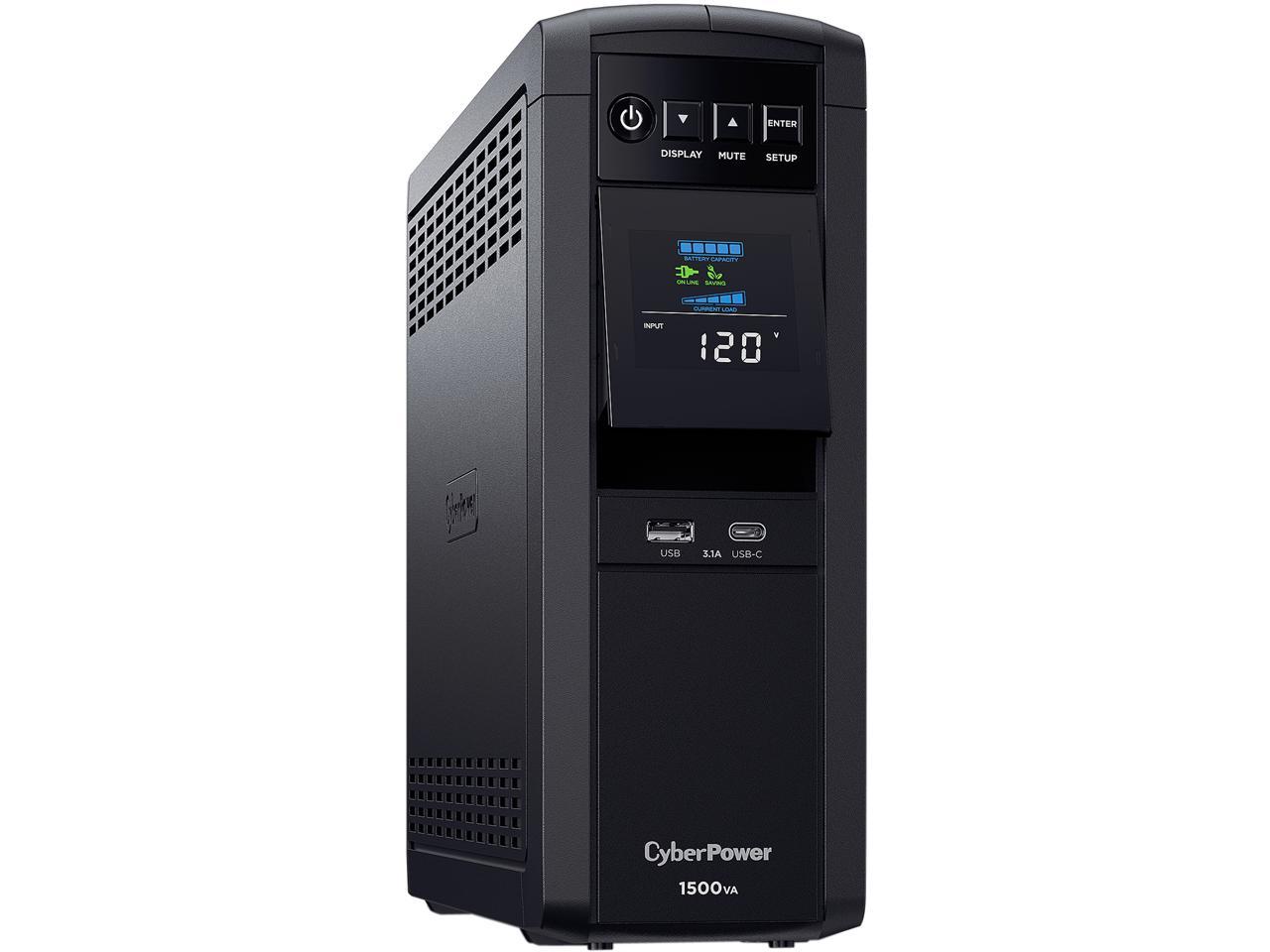 CyberPower CP1500PFCLCD – PFC Sinewave UPS Systems – Pure Sine Wave / 100% Active PFC Compatible with USB Charging Ports