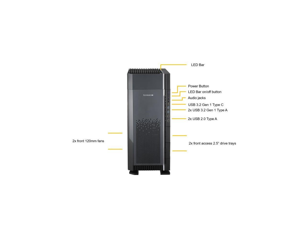 SUPERMICRO GPU/CAD 3D Design Workstation, AMD Ryzen Threadripper PRO 24-Core, 48 Thread, 64GB DDR4, 960GB M.2 SSD, 4TB HDD, NVDIA Quadro RTX A4500, Windows 10 Pro 64-bit License with Installa