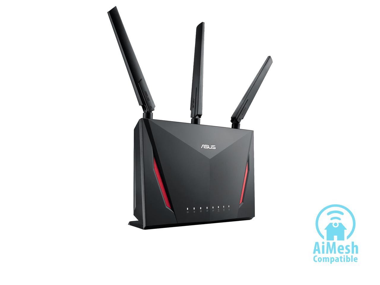 ASUS AC2900 Dual-band Gaming Router, game acceleration, Mesh Wi-Fi support, Lifetime Free Internet Security, DFS, Gamer Private Network, Port Forwarding, Streaming & Gaming (RT-AC86U)