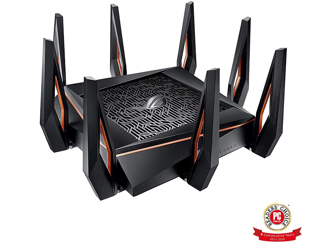 ASUS ROG Rapture GT-AX11000 AX11000 Tri-band 10 Gigabit WiFi Router, AiProtection Lifetime Security by Trend Micro, AiMesh compatible for Mesh Wi-Fi System, Next-Gen Wi-Fi 6, Wireless 802.11A