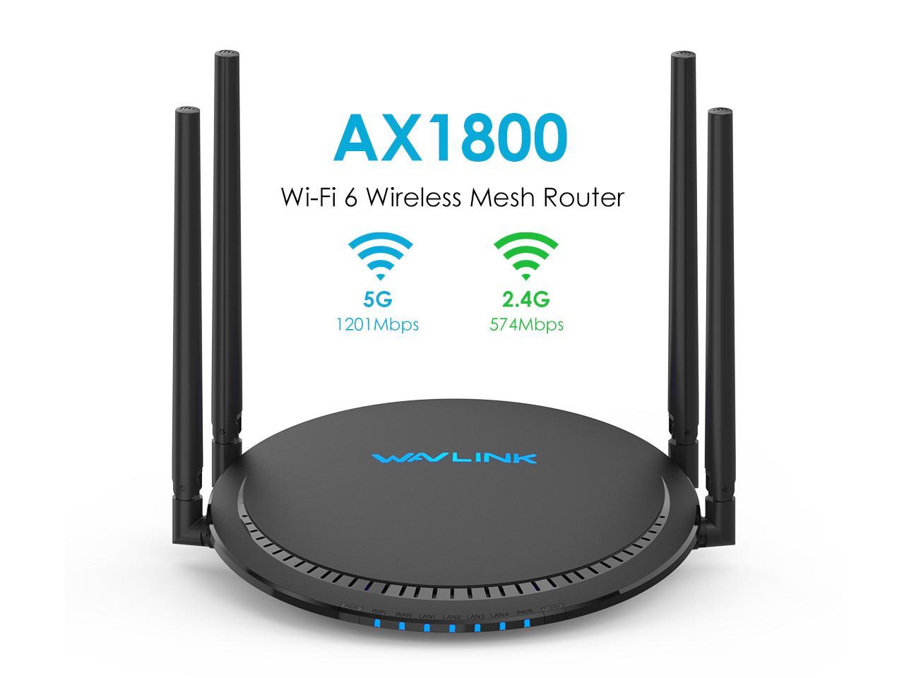Wavlink AX1800 Dual Band Gigabit Wireless Router Wi-Fi 6 Router, 802.11ax, Parental Control, Mesh WiFi Support, Up to 1500 Square Feet Coverage, 4 Gigabit LAN ports, MU-MIMO, OFDMA, VPN,Beamf