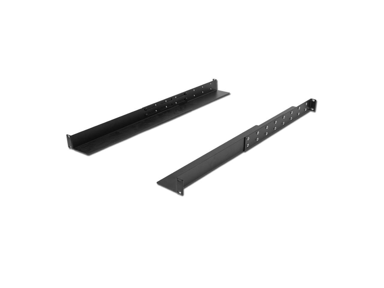 Navepoint 1U Adjustable 4-Post Rack Mount Server Shelf Rails Full Depth Set Black