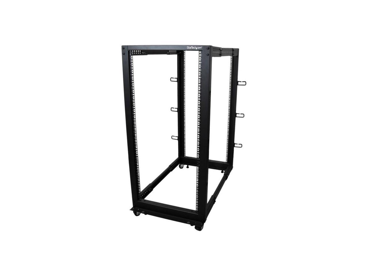 Visit NothingButSavings Store StarTech.com 4POSTRACK25U 25U Adjustable Depth Open Frame 4 Post Server Rack Cabinet – w/ Casters / Levelers and Cable Management Hooks